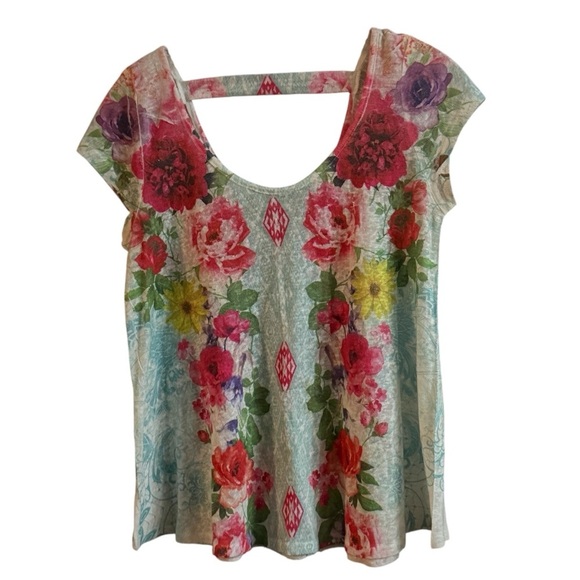 Persaya Green Relaxed Blouse with Artistic Cut-Out Size Large - Picture 2 of 5